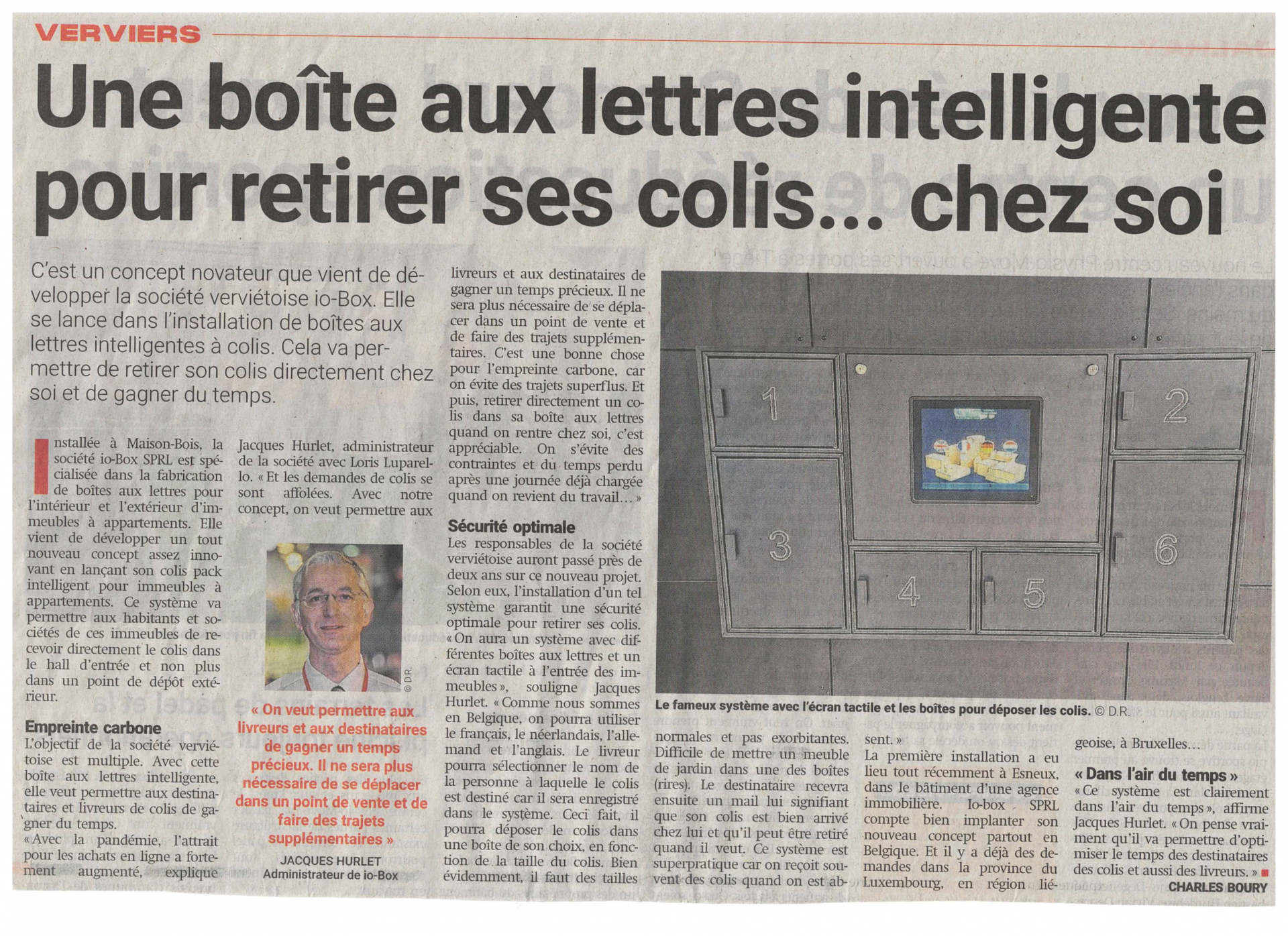 Io box journal sud info mardi 7 fevrier 2023 article sur colis pack intelligent article paru01